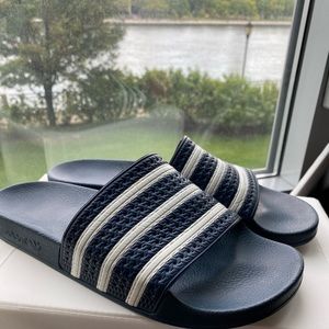 ADIDAS Blue Slides- Size 10 Gently worn